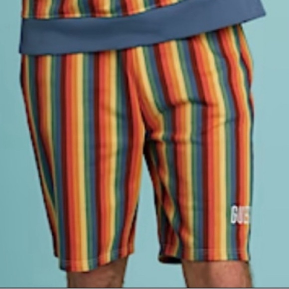 GUESS SAFFRON RAINBOW STRIPE SHORTS MEDIUM (SHORTS ONLY) 🌈 UNISEX - Picture 4 of 4